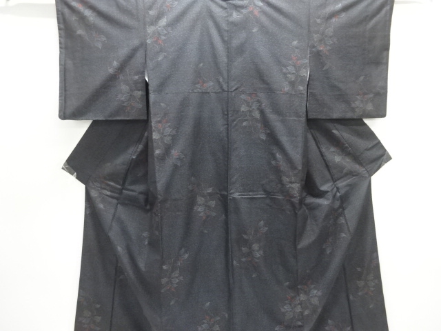 JAPANESE KIMONO / DORO OSHIMA TSUMUGI (7 maruki) / WOVEN FLOWER